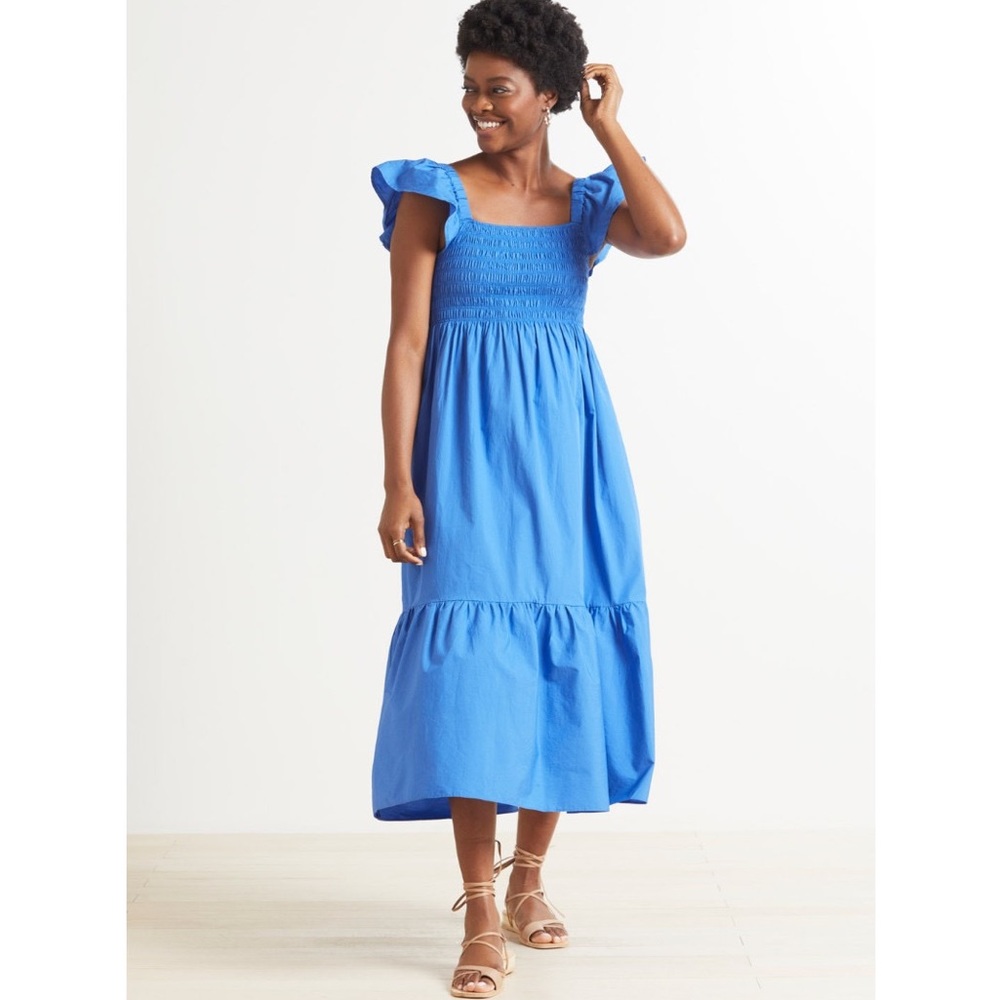 Aqua Royal Blue Smocked Maxi Dress